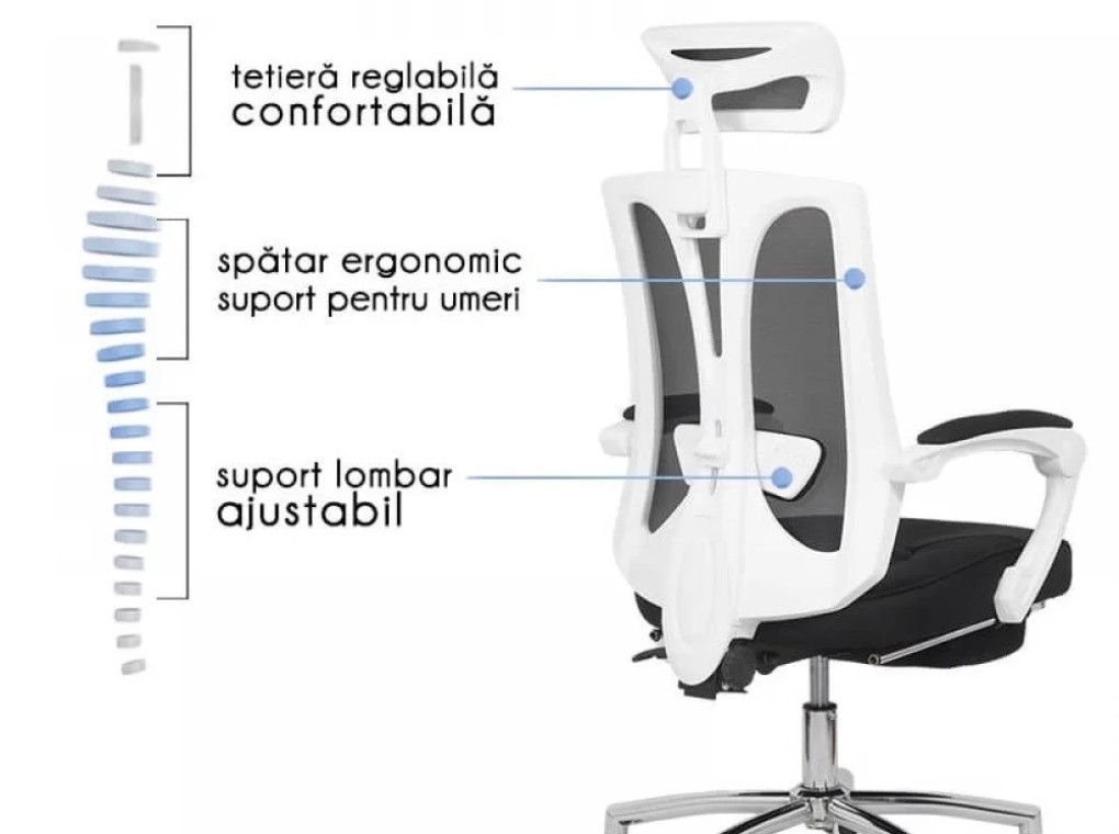 Ergonomikus irodai szék lábtartóval Off 420 fekete